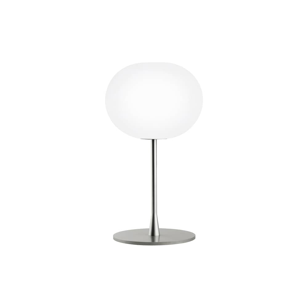 Lampe de table Glo-Ball T1 verre blanc / H 60 cm - Soufflé bouche - Flos - Gris métallisé - Acier, Verre soufflé bouche