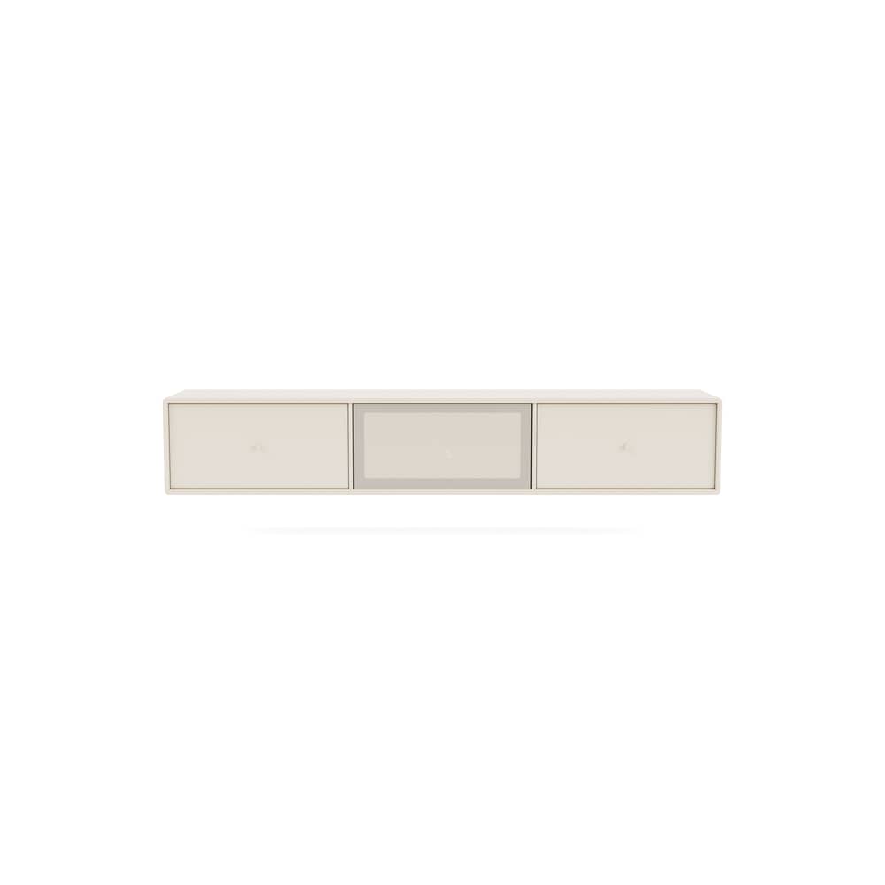 Meuble TV suspendu Octave V bois blanc / L 138 x P 30 x H 24 cm - MONTANA - Oat 158 - Acier perforé, MDF laqué