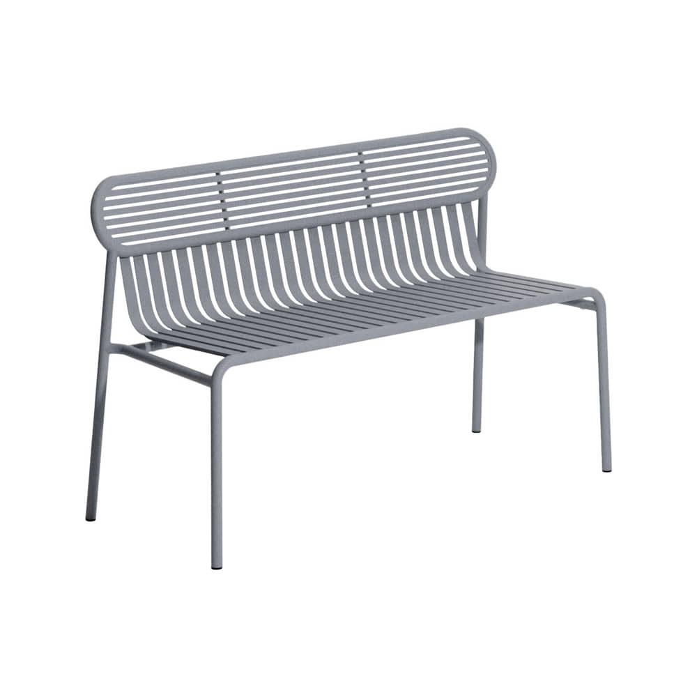 Banc avec dossier Week-end métal gris / Aluminium - L 121 cm - Petite Friture - Gris Pierre - Aluminium