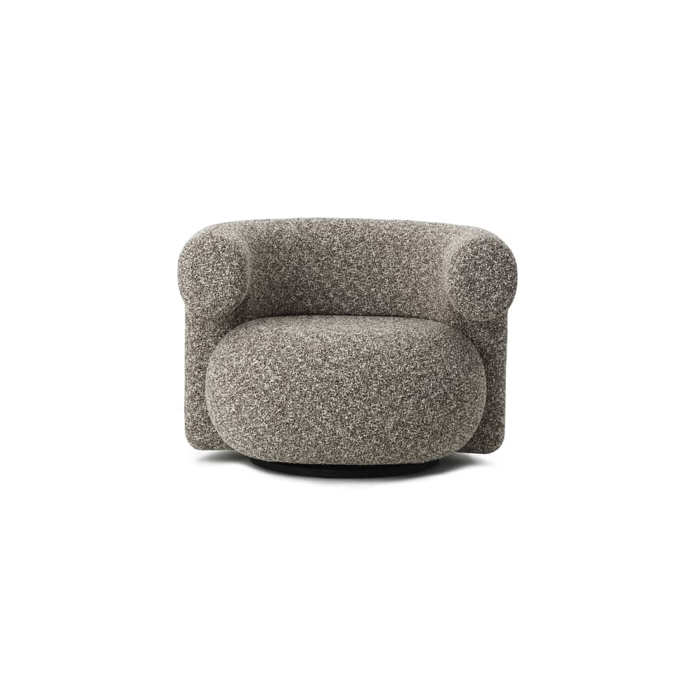 Drehsessel Burra textil grau - Normann Copenhagen - Grau (Bouclé-Stoff Zero 011) - Kvadrat-Gewebe, PU-Schaum, Stahl