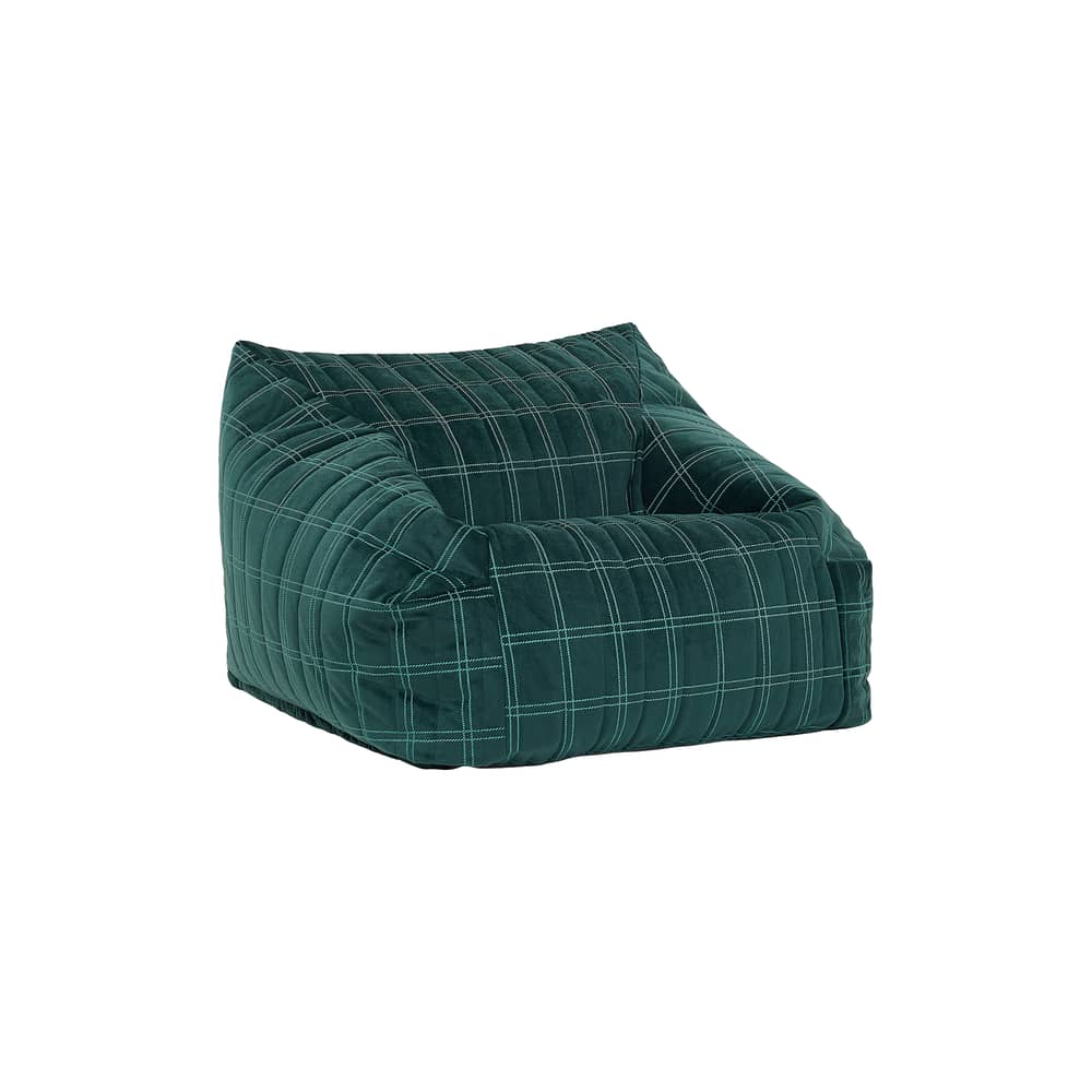 Kindersessel Chelsea textil grün / Sitzkissen - Eco-velours - NOBODINOZ - Dunkelgrün & Minze / Großes Grillgitter - Expandiertes Polystyrol, Öko-Samt