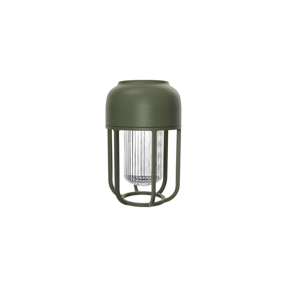 Light N°1 Outdoor solar lamp metal green / LED - Induction charger included - Houe - Green Laurel - Aluminium, Recycled glass, Recycled plastic