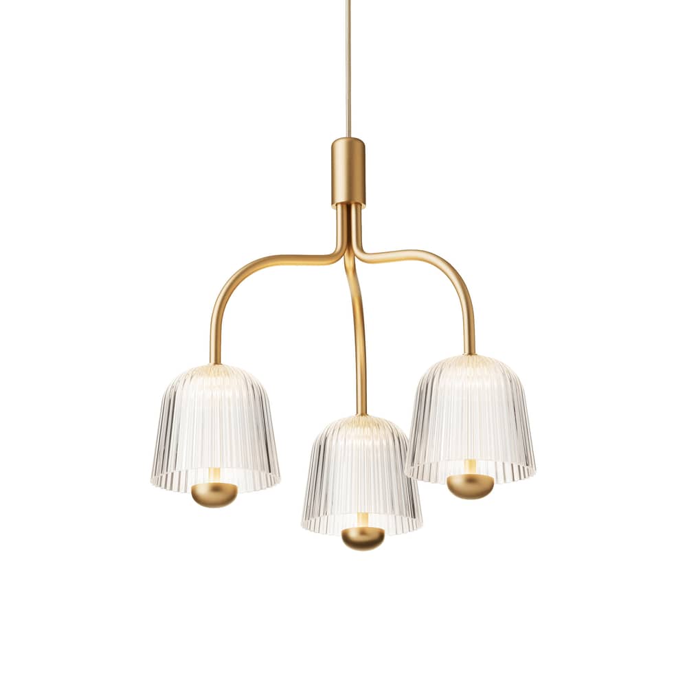 Suspension Asteea 3 LED / Lustre triple - Ø 40 cm - NUURA - Laiton & transparent - Acrylic, Brass