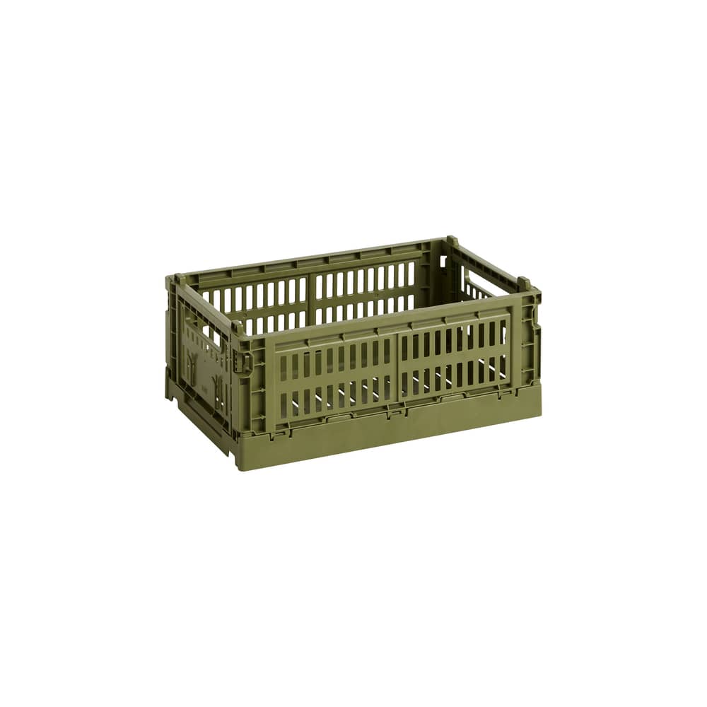 Colour Crate Basket plastic material green Small / 17 x 26.5 cm - Recycled - Hay - Olive green - Recycled polypropylene