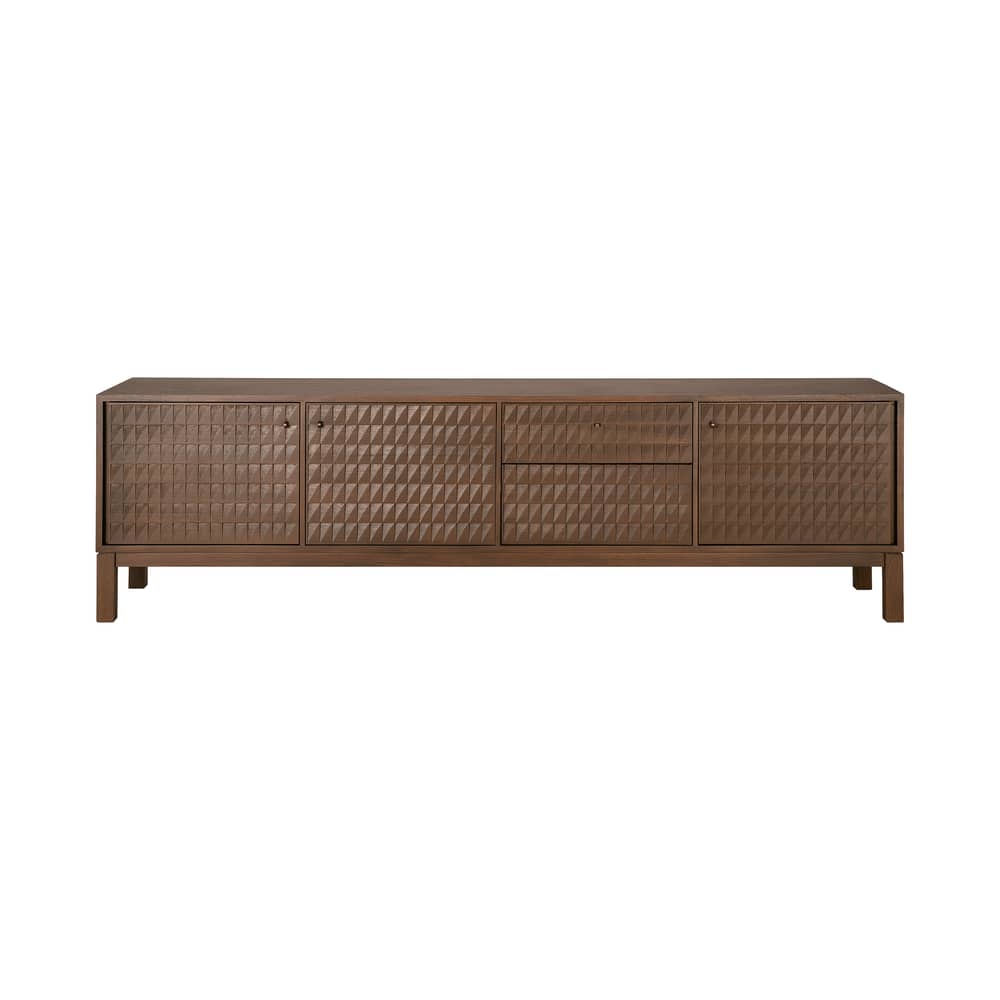 Buffet Sono bois marron / L 212 x H 60 cm - Sculpté main - Ethnicraft - L 212 cm / Teck - Laiton moulé, Teck massif