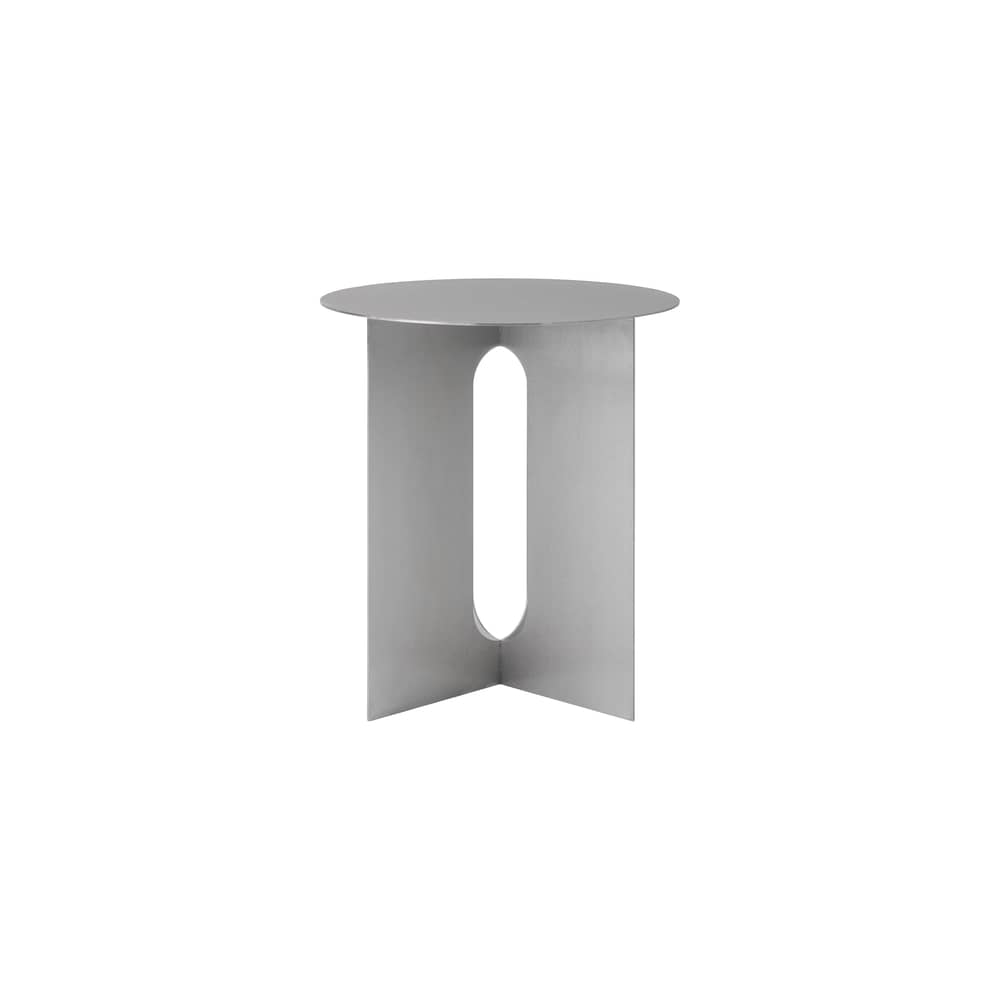 Androgyne End table metal silver / Ø 40 x H 43 cm - Audo Copenhagen - Table / Brushed steel - Brushed stainless steel
