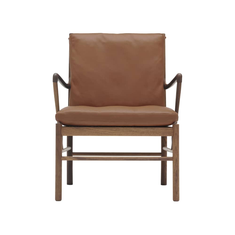 OW149 - Colonial Chair Padded armchair leather brown / Ole Wanscher - 1959 - CARL HANSEN & SON - Oiled walnut / Brown leather (Thor 307) -  Duvet, Foam, Leather, Oiled solid walnut, Paper string