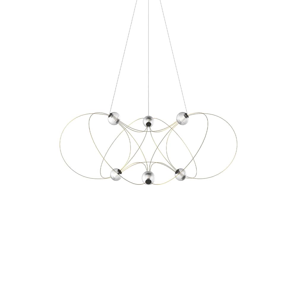 Munari 6 Pendant metal gold / LED - Ø 120 x H 45 cm / Pre-assembled version - DCW éditions - Gold - Acrylic, Steel