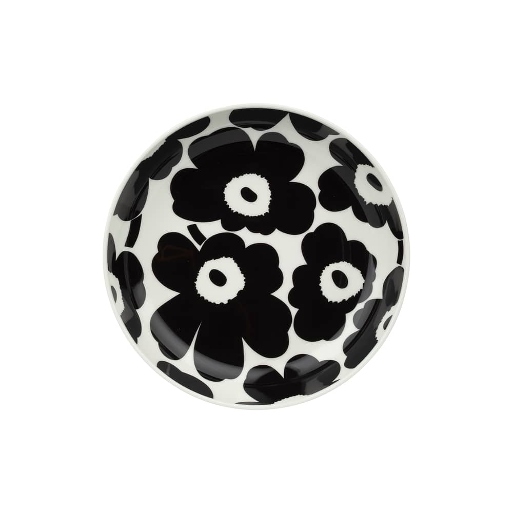 Unikko Soup plate ceramic black / Ø 20.5 cm - Marimekko - Unikko / Black & White - Sandstone