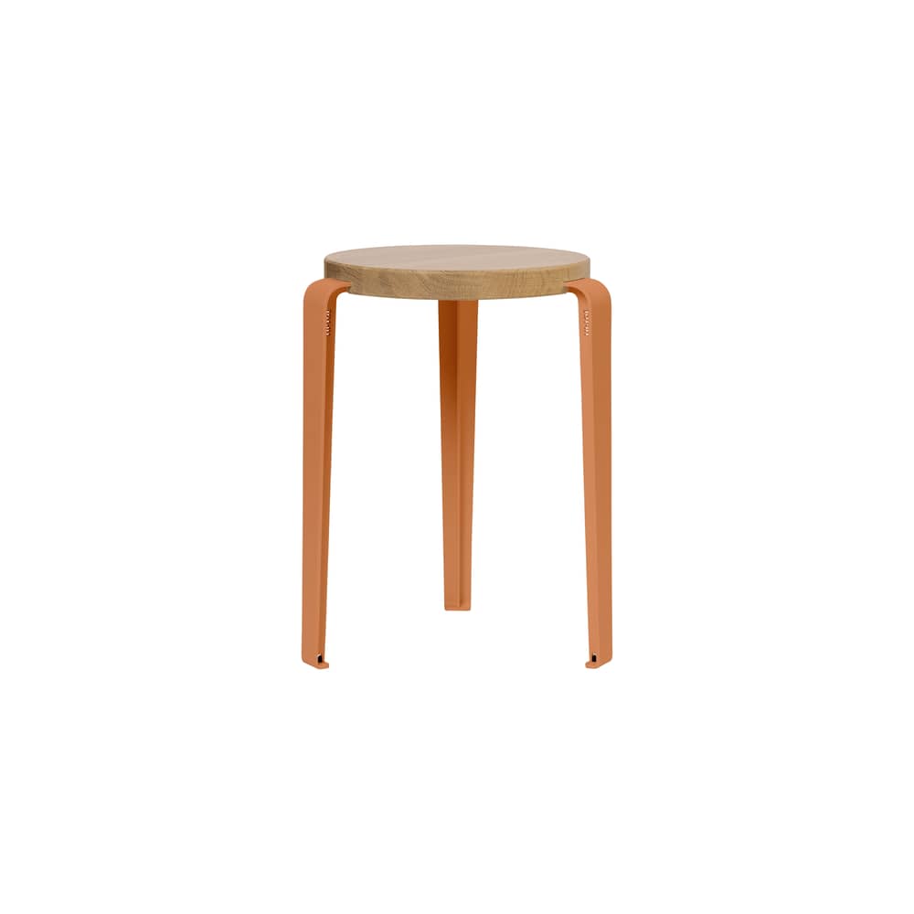 Lou Stackable stool metal red / H 45 cm - Eco-certified Oak - TIPTOE - Tangerine Red - Eco-certified solid oak, Powder coated steel