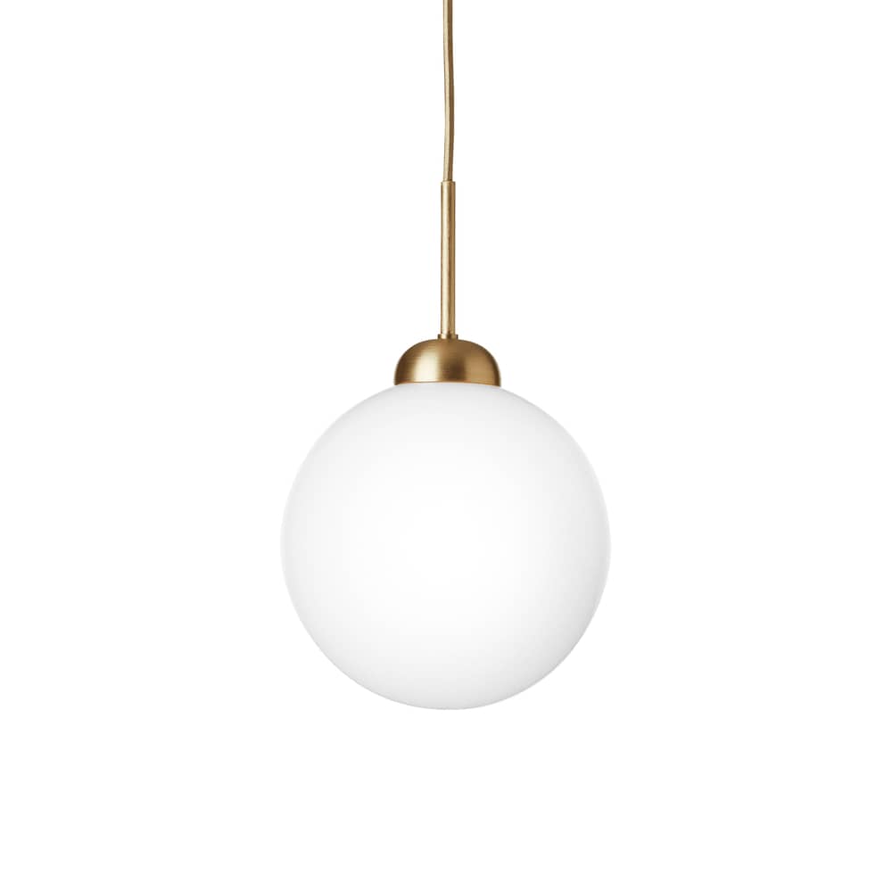 Suspension Apiales 1 Large verre / Ø 20 cm - NUURA - Laiton / Blanc opalin - Aluminium, Verre soufflé bouche