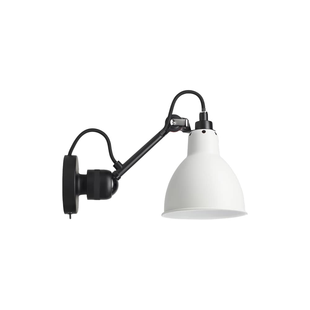 Applique avec prise N°304 SW matériau composite blanc - DCW éditions - Corps Noir / abat jour Blanc - Métal