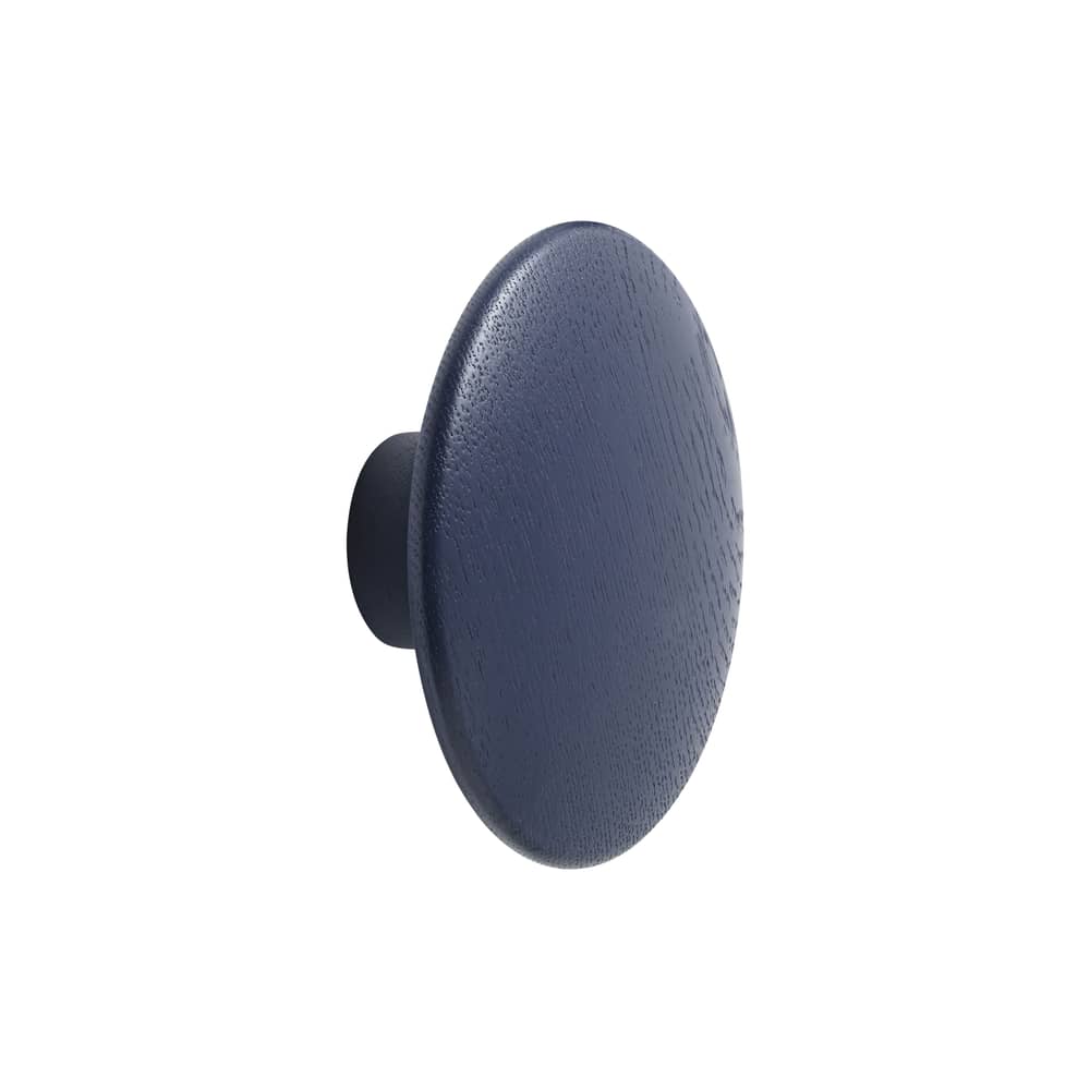Patère The Dots Wood Medium / Bois - Ø 13 cm - Muuto - Bleu nuit - Frêne teinté