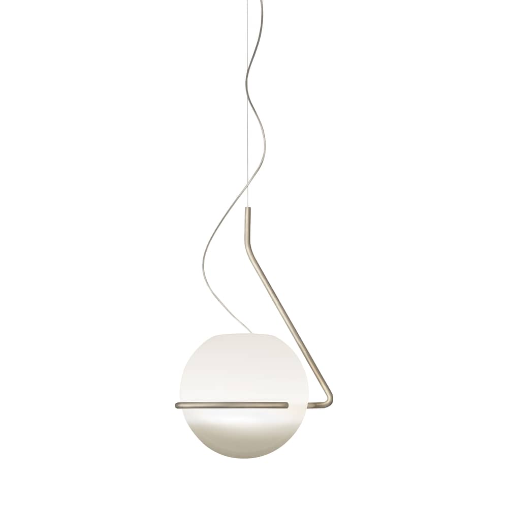 Tonda Large Pendant glass metal / Ø 33 cm - Foscarini - Titanium - Opalin mouth blown glass, Powder coated steel