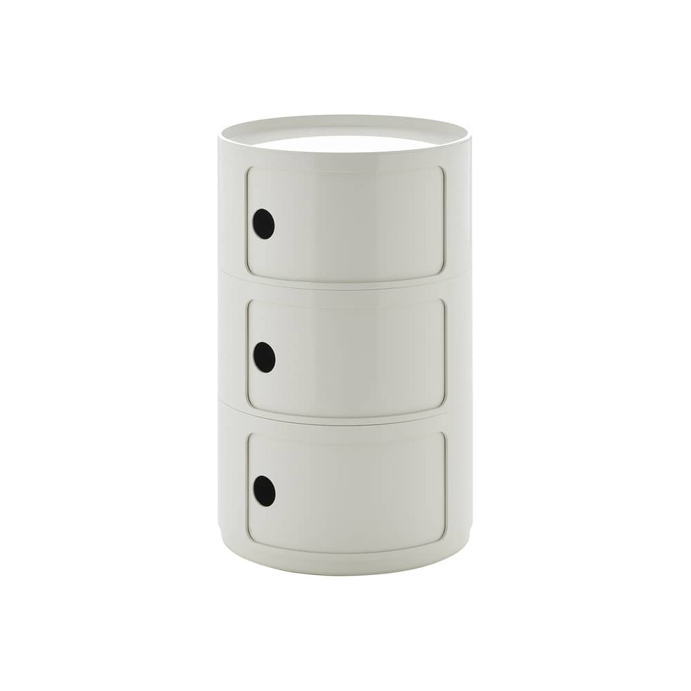 Rangement Componibili New Big plastique blanc / 3 tiroirs - Ø 42 x H 69,5 cm - Kartell - Blanc - ABS
