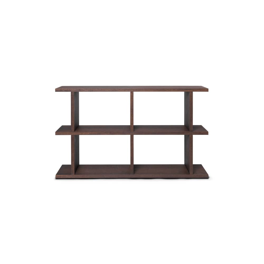 Regal Kona 2x2 holz braun / B 122.5 x H 72 cm - Ferm Living - Eiche dunkel - eichenfurnierte Holzfaserplatte