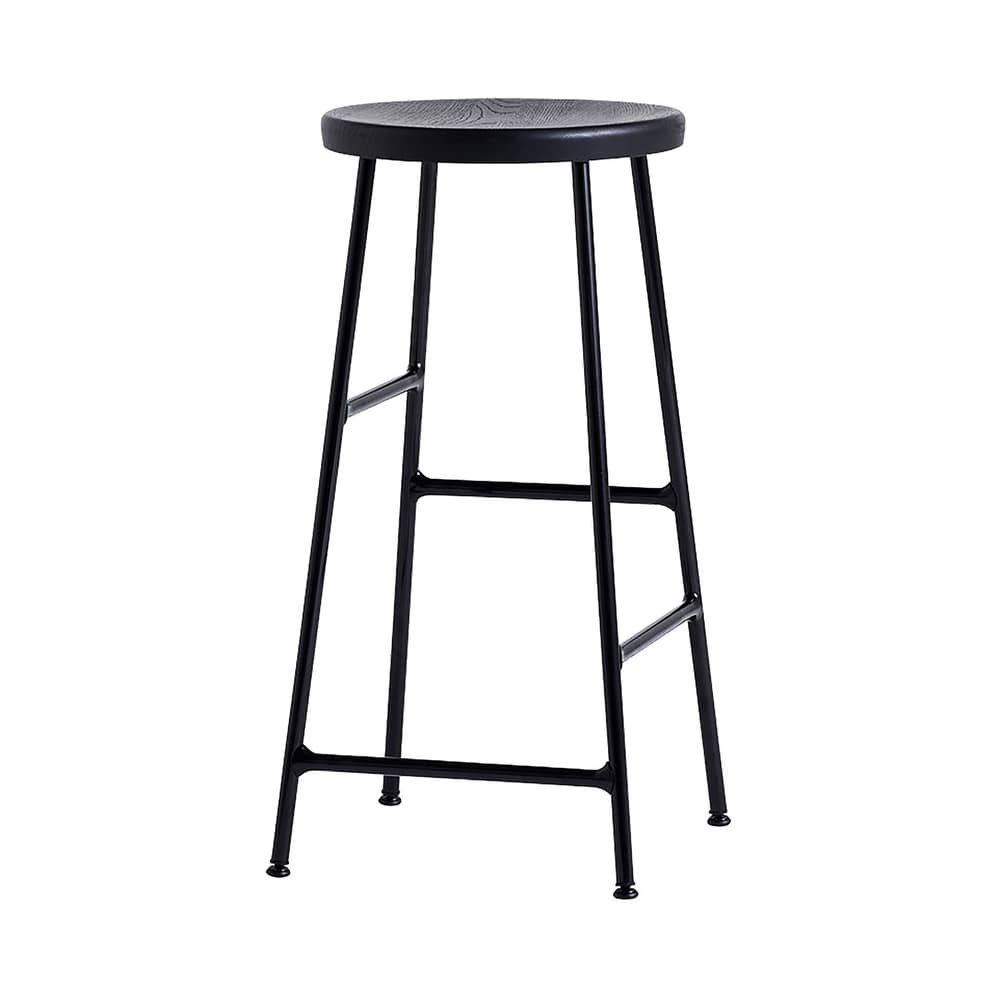 Sgabello bar Cornet metallo legno nero / H 65 cm - Hay - Rovere tinto / Gambe nere - Acciaio laccato, Massello di quercia colorato