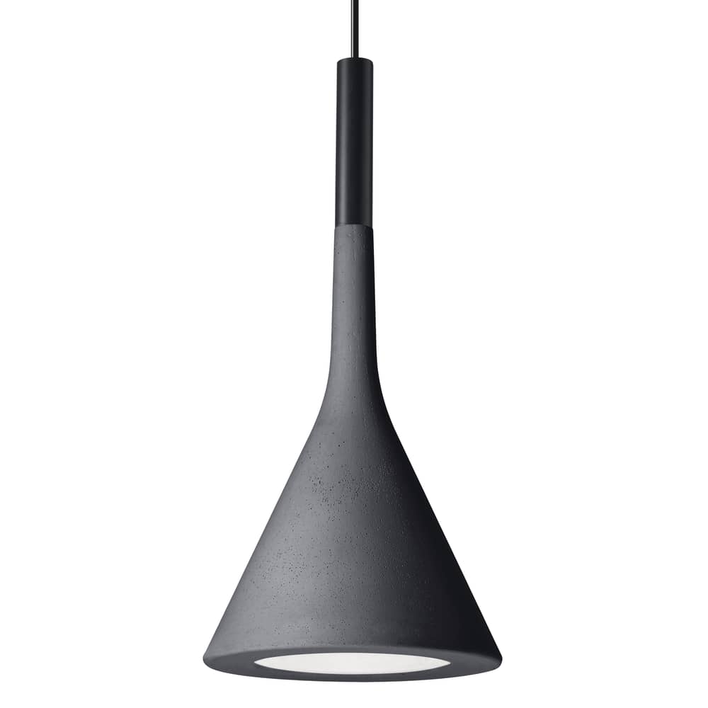 Suspension Aplomb   / Béton - Ø 17 cm x H 36 cm / Câble 3,5 mètres - Foscarini - Anthracite - Béton, Polycarbonate laqué