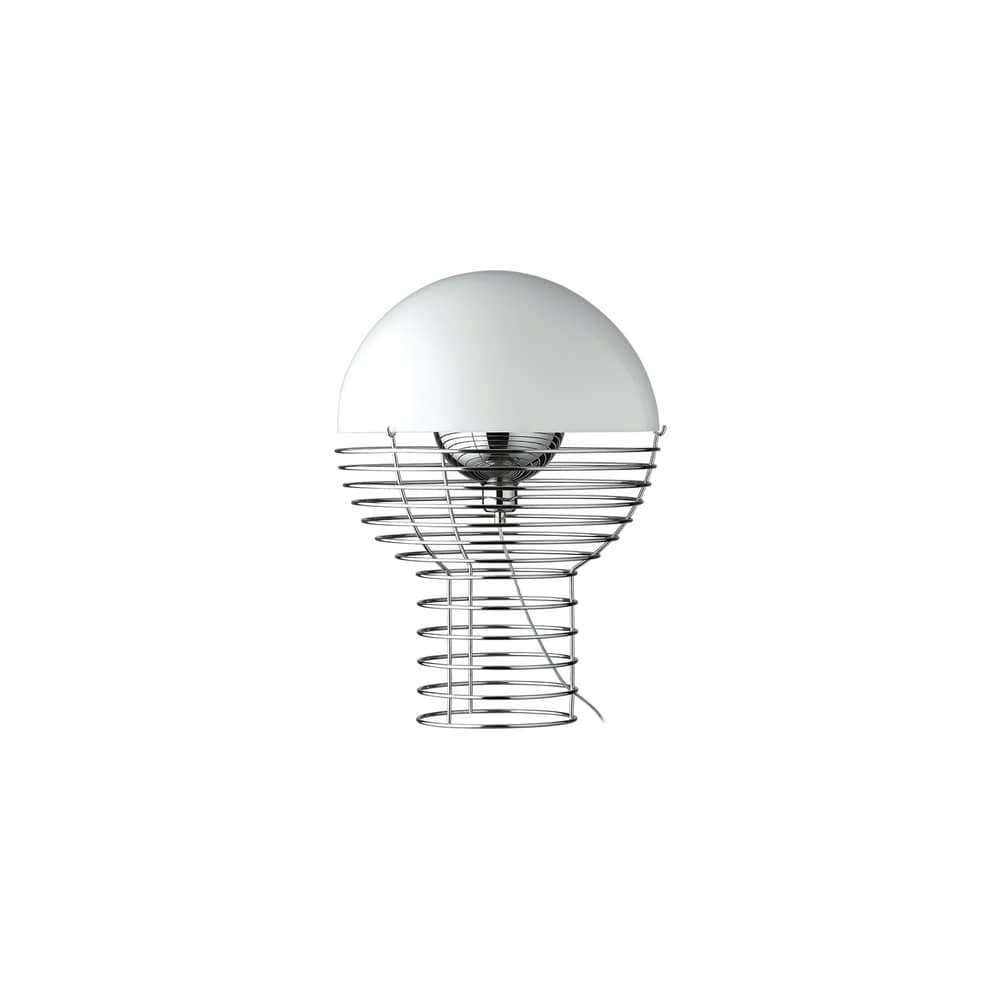 Wire Table lamp metal white / Ø 30 x H 42 cm - Verner Panton, 1972 - Verpan - White - Chromed steel, Polycarbonate