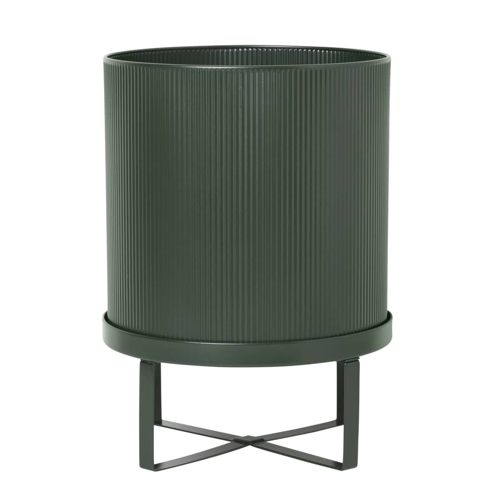 Vaso per fiori Bau Large metallo verde / Ø 28 cm - Metallo - Ferm Living - Verde scuro - Acciaio galvanizzato