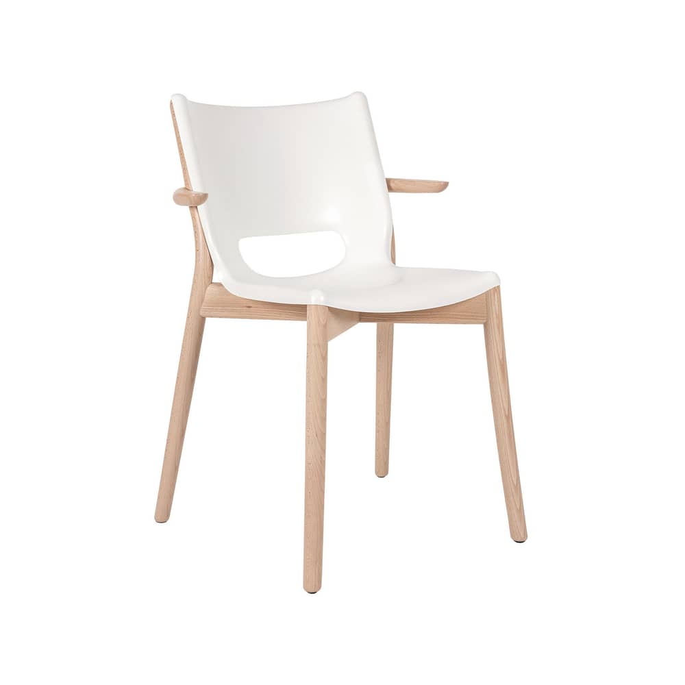 Fauteuil Poêle Collection métal blanc / By Philippe Starck - Alessi - Blanc / Hêtre naturel - Acier coloré à la résine époxy, Hêtre