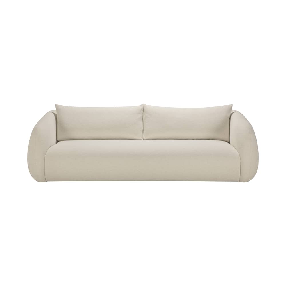 Canapé droit Figur tissu blanc / 3 places - L 244 cm - Ethnicraft - Craie - Contreplaqué, Mousse haute densité, Tissu