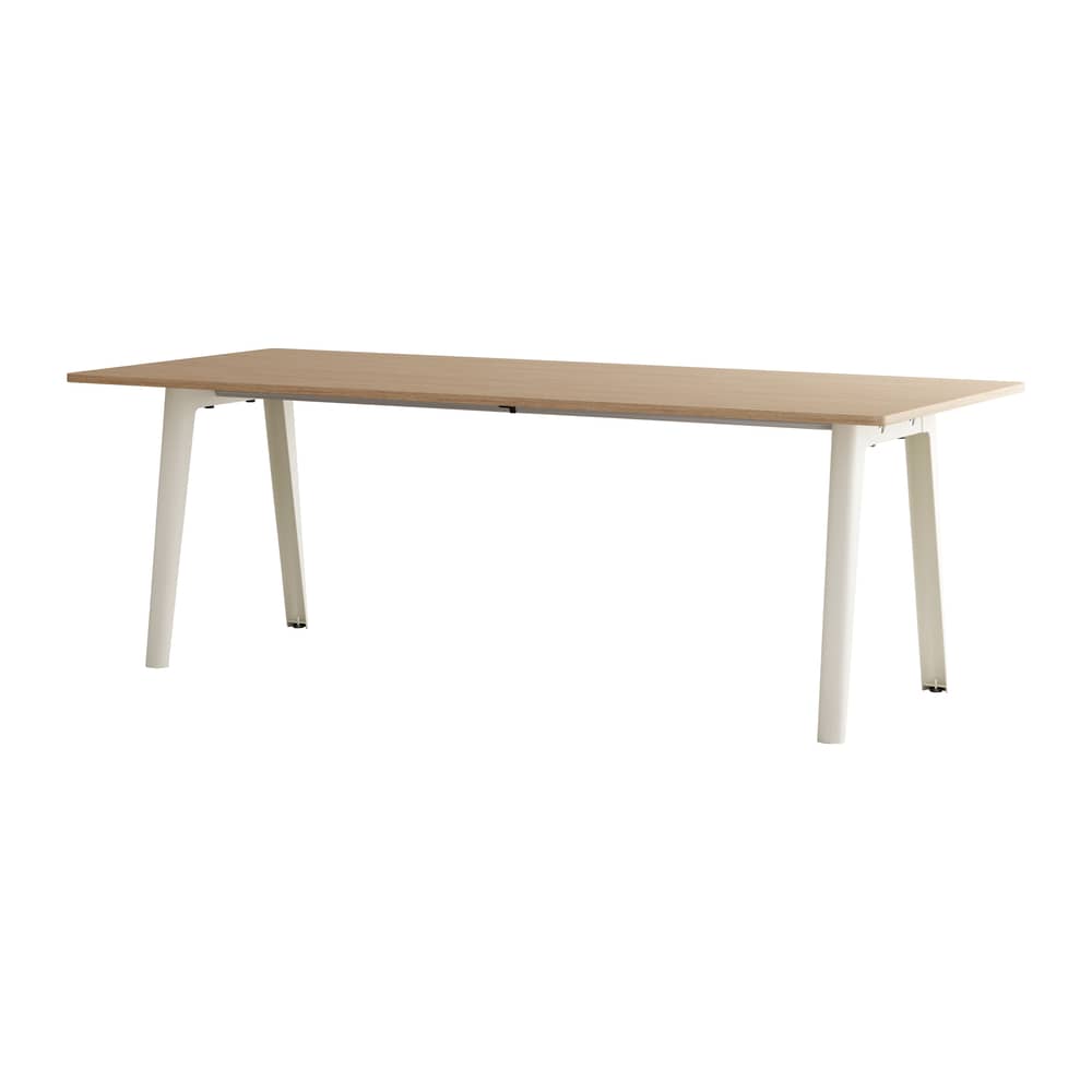 rechteckiger Tisch New Modern holz natur / 220 x 95 cm - Eiche öko-zertifiziert / 10 bis 12 Personen - TIPTOE - Eiche / Cremeweiße Füße - Massive Tanne mit Eichenfurnier, thermolackierter Stahl
