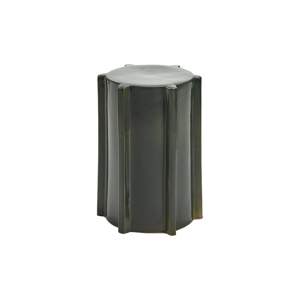 Table d\'appoint Pawn Geometric céramique vert / Tabouret - Ø 31,3 x H 45 cm - Serax - Vert foncé - Grès émaillé