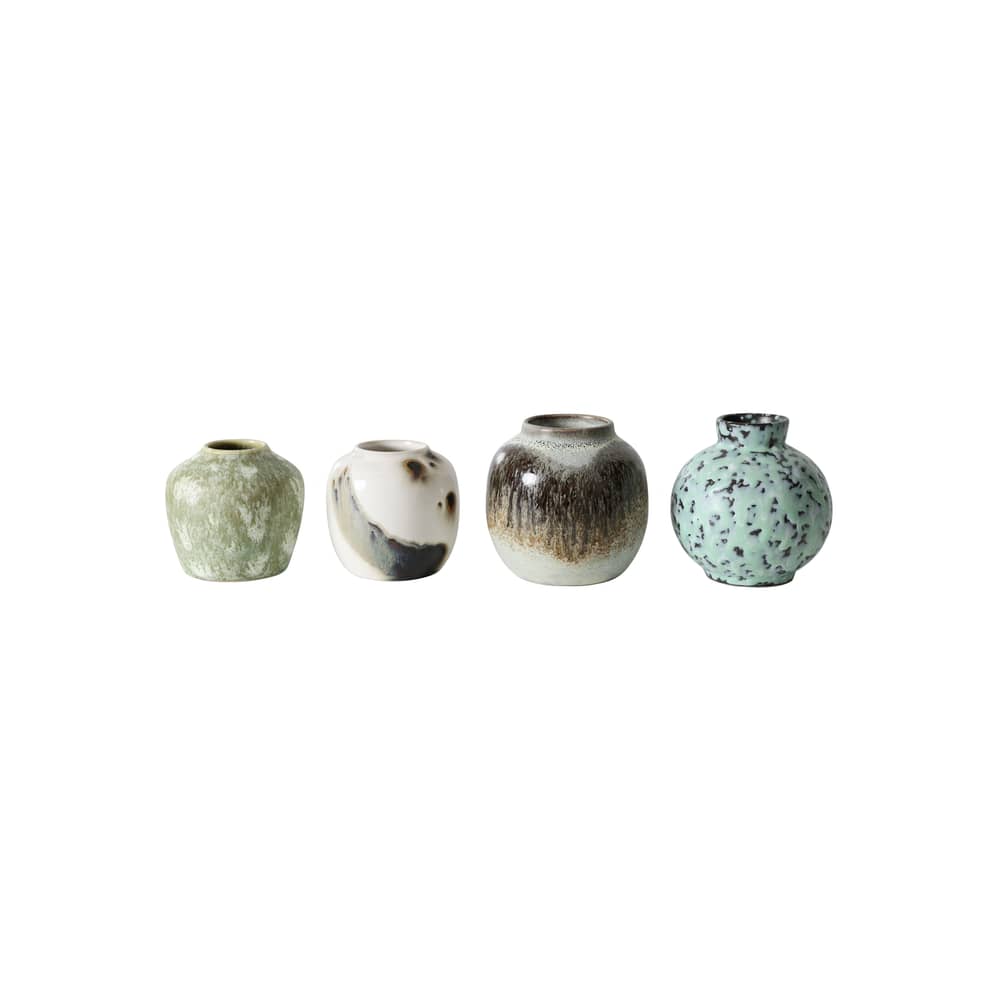 Vase 70s céramique multicolore / Set de 4 mini vases - HK LIVING - Multicolore - Grès émaillé