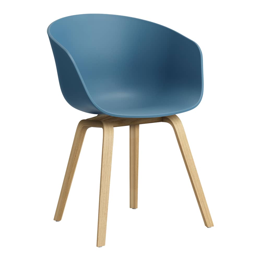  About a chair AAC22 Armchair plastic material blue / Recycled - Hay - Azure blue / Matt varnished oak - Recycled polypropylene, Solid oak