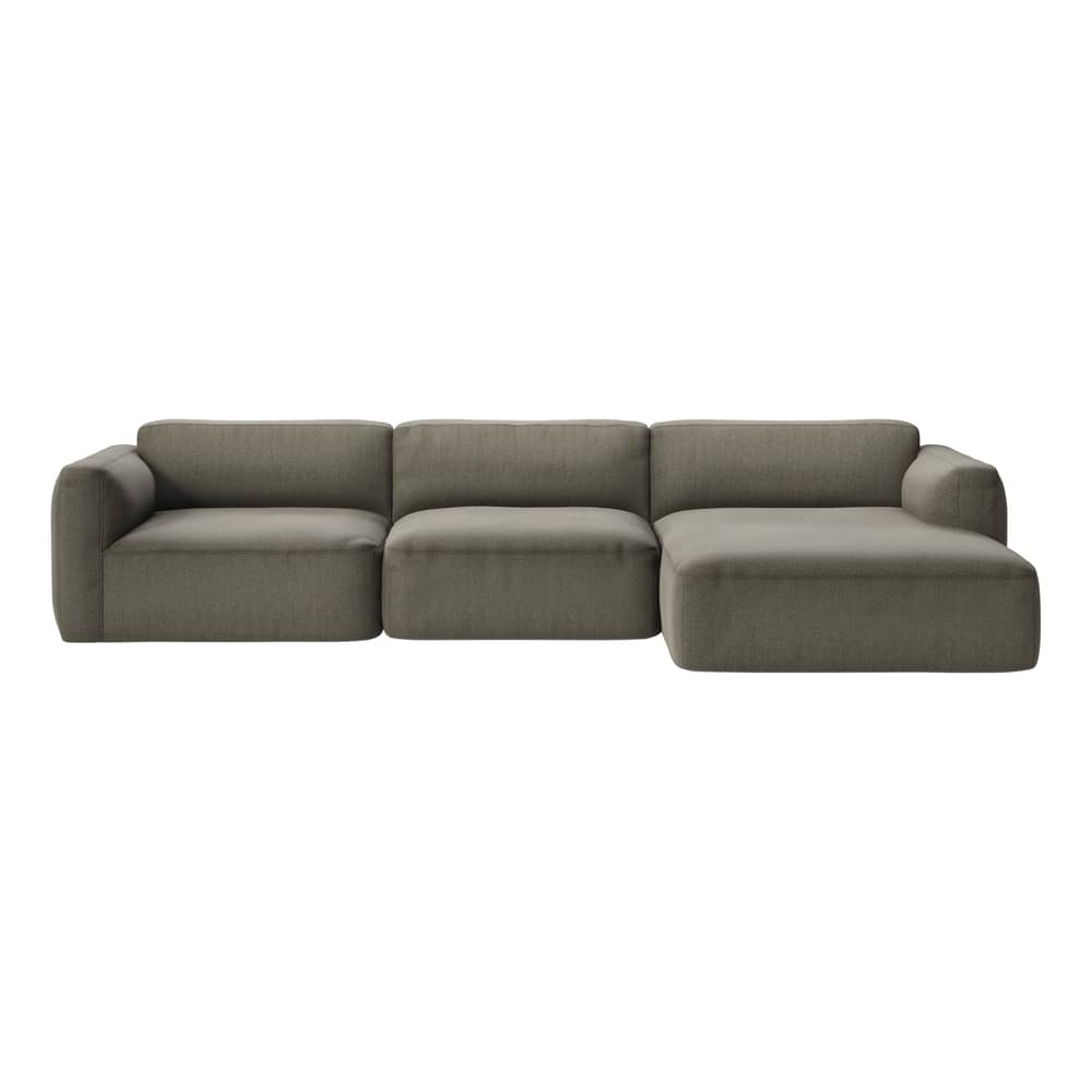 Canapé d\'angle Develius F tissu vert / 4 places - L 309 cm / Dormeuse droite - &tradition - Kaki (tissu Barnum 08) - Bois, Mousse HR, Tissu