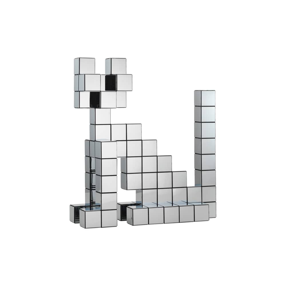 Dekoration Panton Cubes Cat plastikmaterial silber / Set Chat – Verner Panton, 1974 - Vitra - Schwarz / Verchromt - Recyceltes ABS
