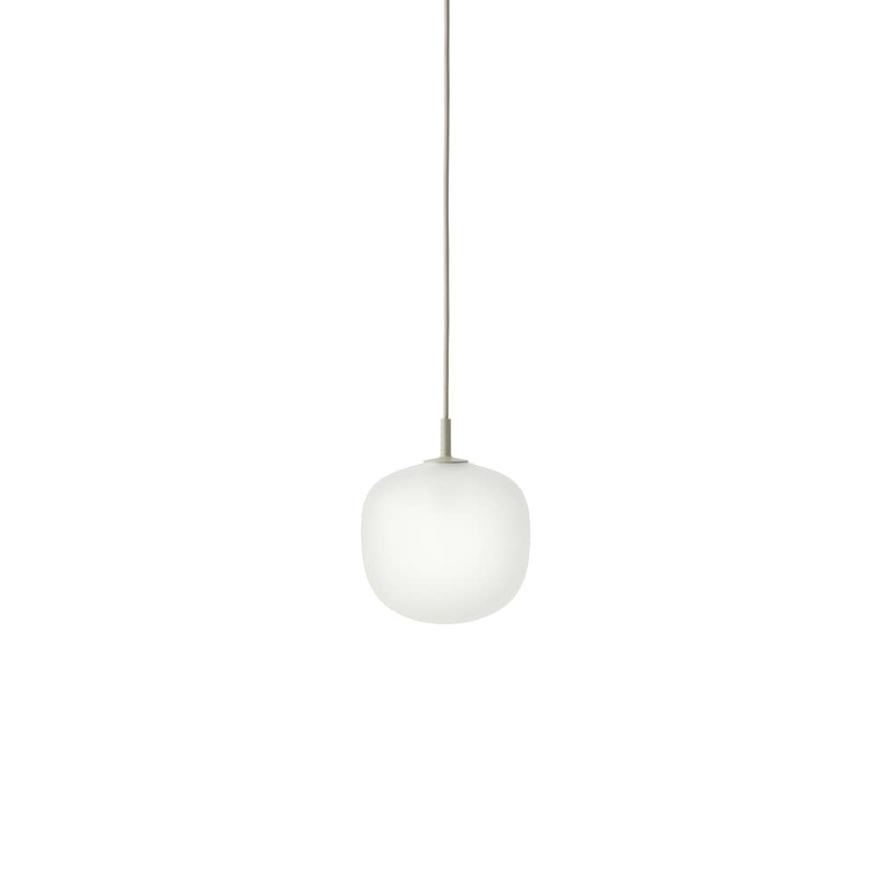 Suspension Rime verre blanc / Ø 18 -  Soufflé bouche - Muuto - Monture grise / Blanc - Aluminium verni, Verre soufflé bouche
