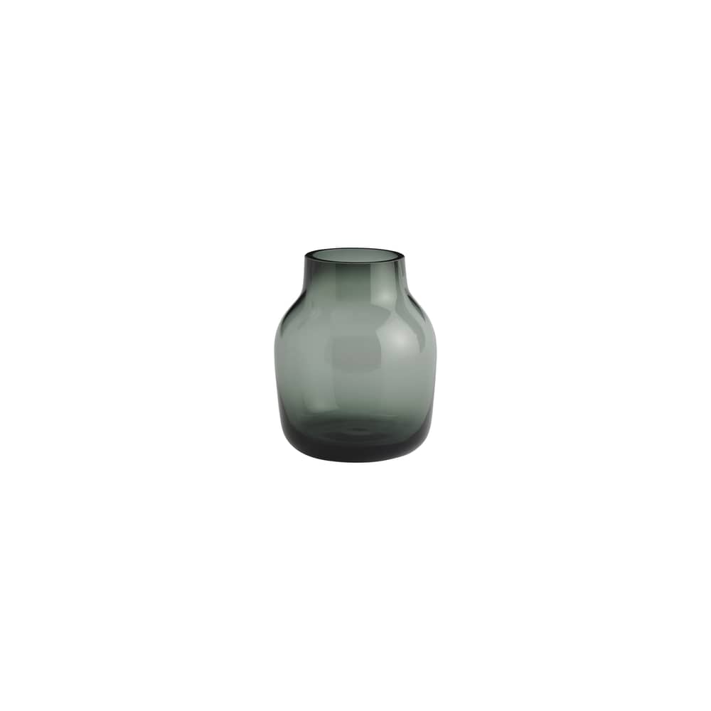 Vase Silent verre vert / Ø 11 x H 13,4 cm - Muuto - Vert foncé - Verre soufflé bouche