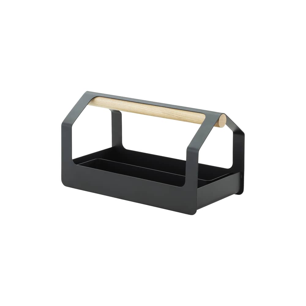 Bac de rangement Haus Toolbox métal noir / 36 x 18 cm - Normann Copenhagen - Noir - Acier thermolaqué, Frêne massif