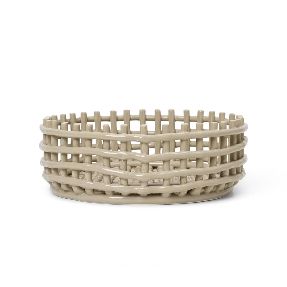 Cesto Ceramic ceramica beige / Ø 29 x H 10 cm - Fatto a mano - Ferm Living - Beige Cashmere - Ceramica smaltata