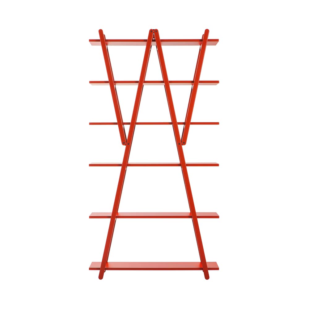Libreria Nuvola Rossa legno rosso / Vico Magistretti, 1977 - L 100 x H 192 cm - CASSINA - Faggio laccato rosso - Faggio massello laccato, MDF laccato