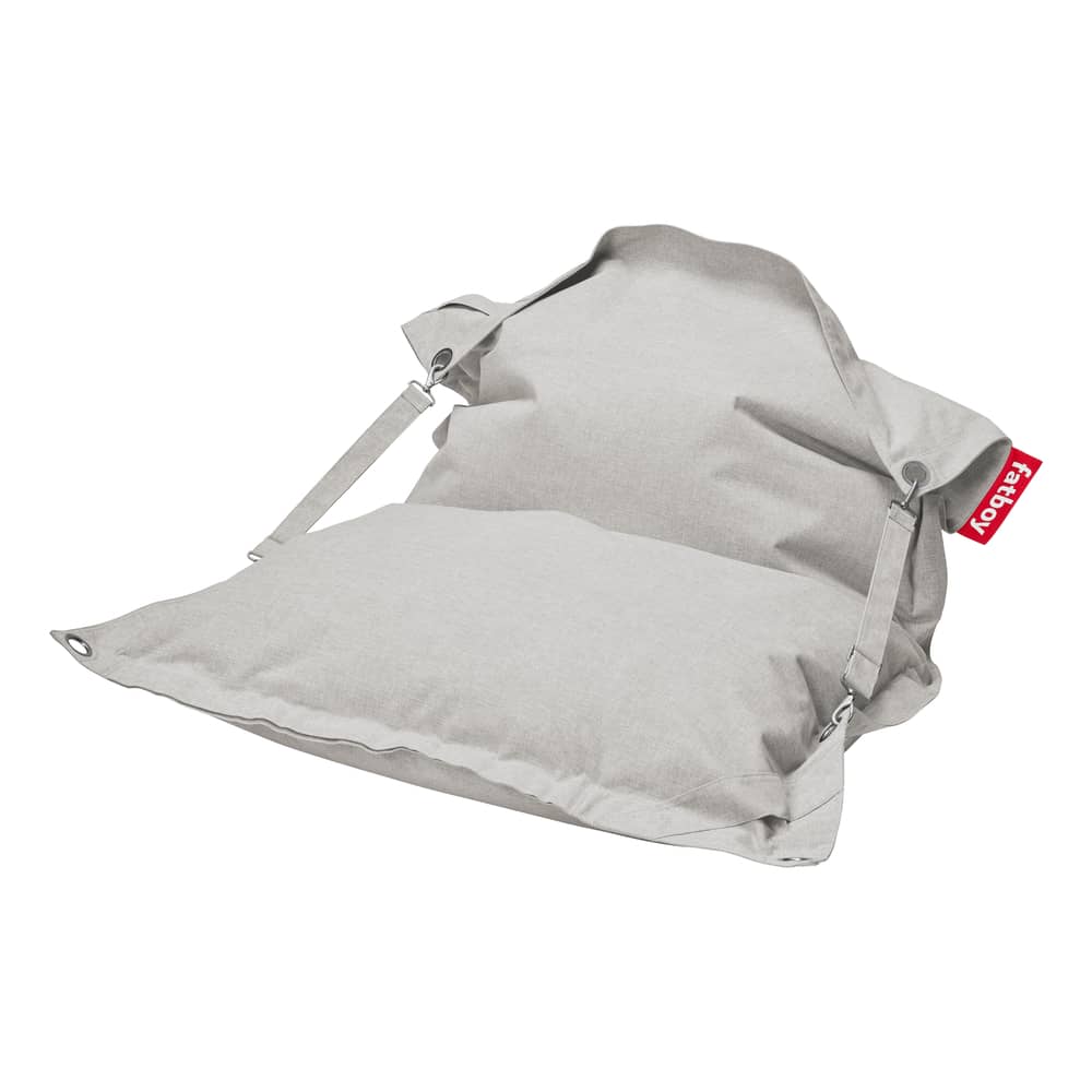 Outdoor-Hocker Buggle-up Outdoor textil beige / Verstellbare Gurte - Olefin-Stoff - Fatboy - Nebel -  Micro-billes EPS, Olefin Stoff