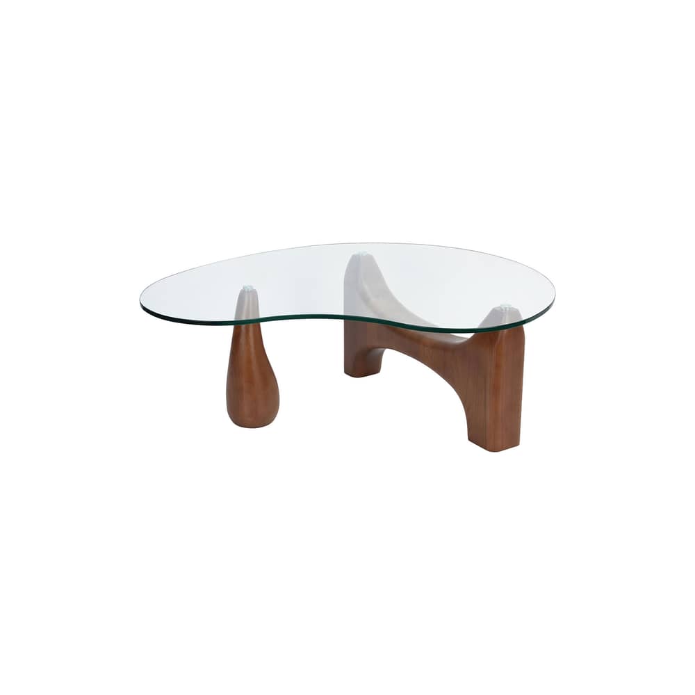 Table basse Orwell verre bois naturel / 75 x 99 cm - NV GALLERY - Transparent / Frêne - Frêne massif, Verre trempé