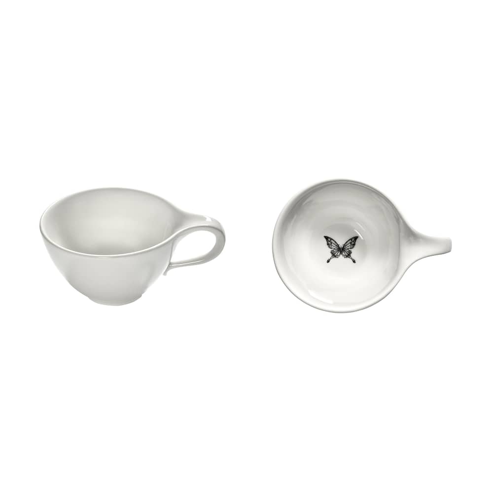 Tazzina per cappuccino Unity - Butterfly ceramica bianco / Set di 2 - 15 cl - Serax - Set 2 tazze - Porcellana