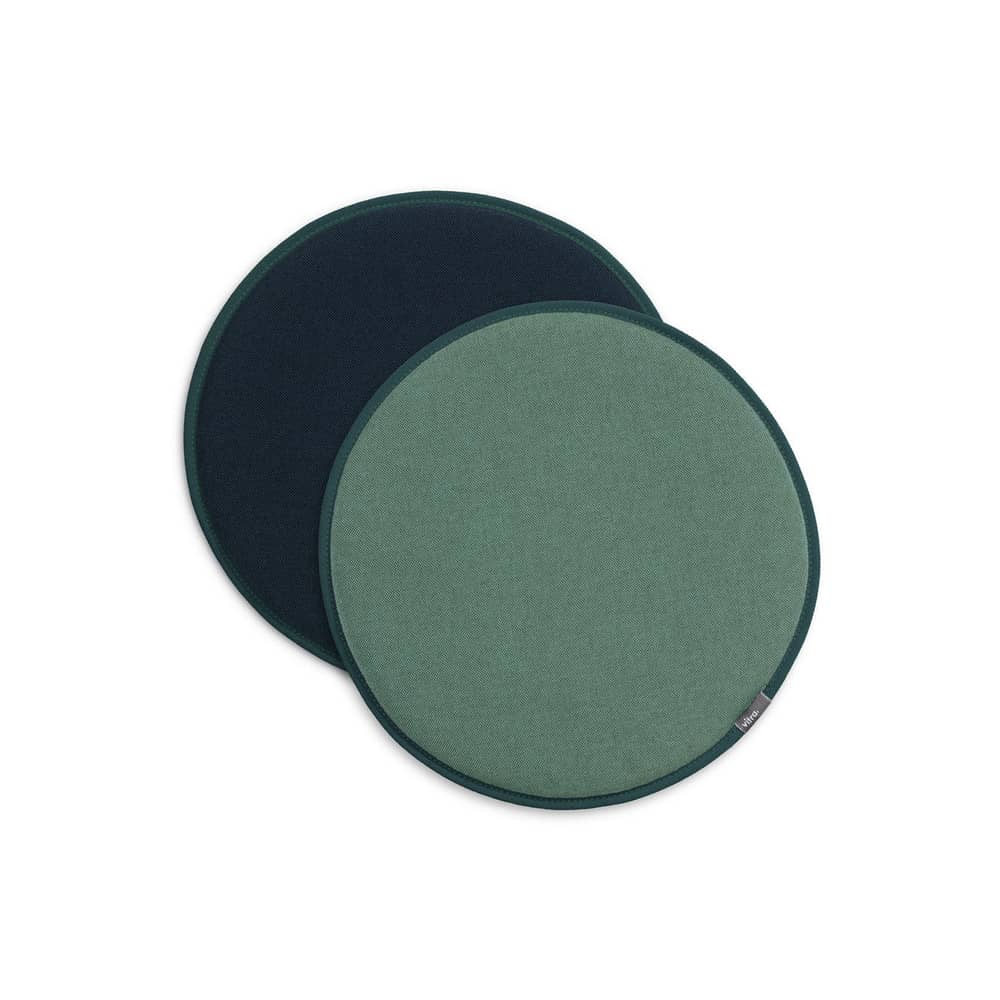 Cuscino per seduta Seat Dots tessuto blu verde / Ø 38 cm - Reversibile - Vitra - Verde menta / Blu petrolio - Espanso, Tessuto