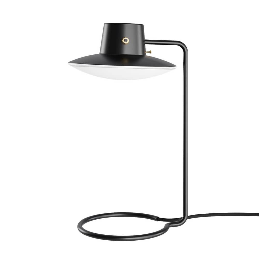 Lampada da tavolo AJ Oxford metallo nero / Arne Jacobsen, 1963 - H 41,3 cm - Louis Poulsen - Paralume: Nero e Opalino - Acciaio, vetro soffiato