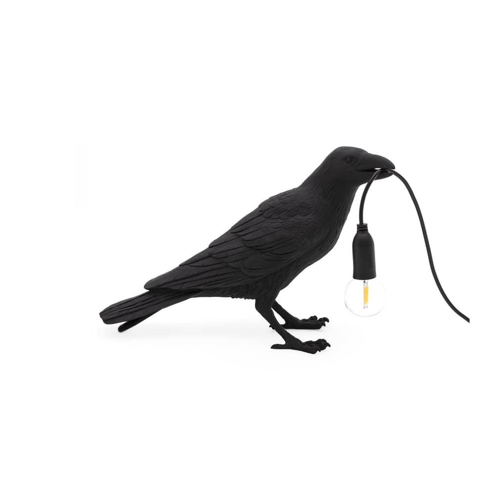 Lampe de table Bird Waiting / Corbeau immobile - Seletti - Corbeau immobile / Noir - Résine