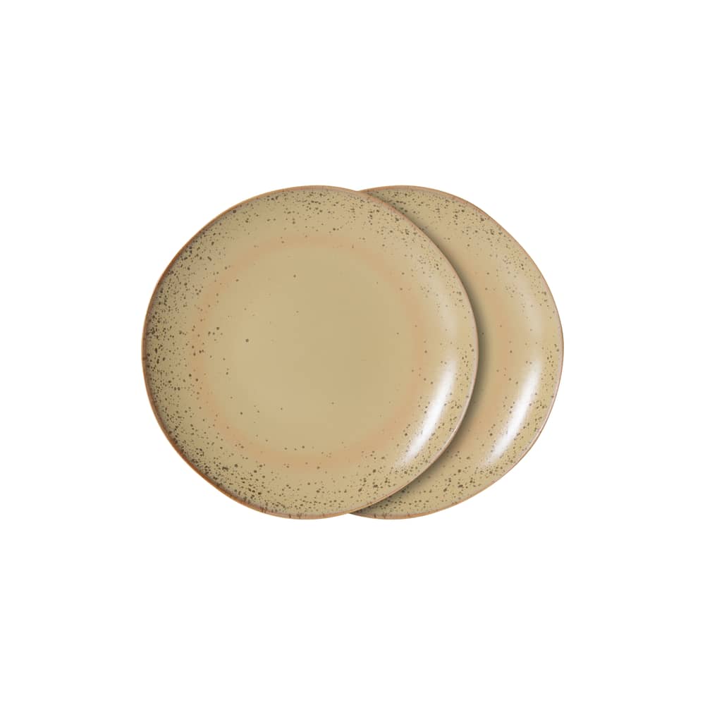 Piatto da dessert 70s ceramics ceramica beige / Set di 2 - Ø 17,5 cm - HK LIVING - Grana - Gres smaltato