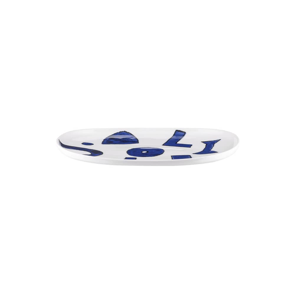 Piatto da portata Itsumo - Yunoki ceramica blu / 25 x 17 cm - Alessi - Bianco e Blu - Porcellana