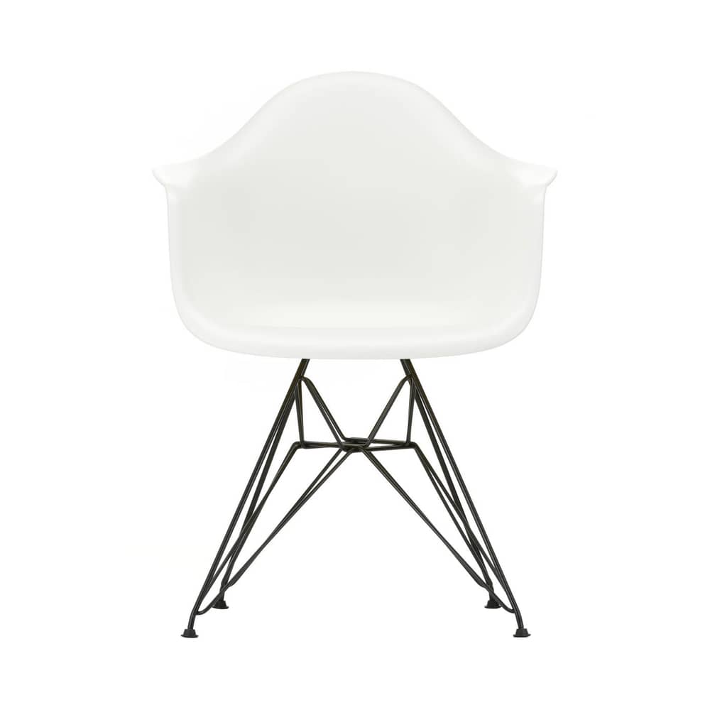 Poltrona DAR - Eames Plastic Armchair materiale plastico bianco / (1950) - Gambe nere - Vitra - Piedi bianchi / neri - Acciaio laccato epossidico, Polipropilene