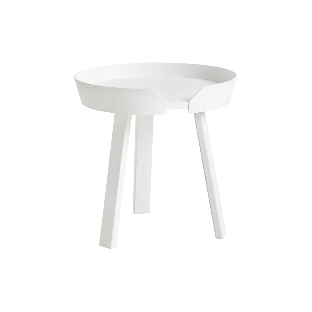 Table basse Around Small bois blanc / Ø 45 x H 46 cm - Muuto - Blanc - Frêne teinté