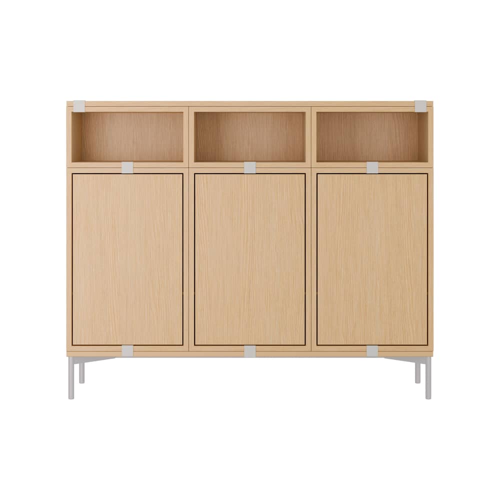 Buffet Stacked bois naturel / Configuration 3 - L 131 x H 106 cm - Muuto - Chêne - Acier laqué, MDF placage chêne