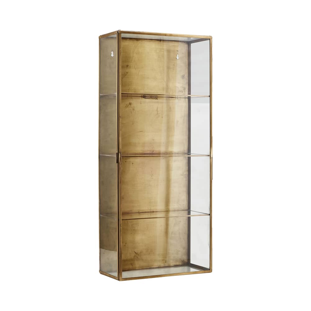 Portaoggetti da parete Cabinet Large metallo vetro trasparente rame / Vetrina - L 35 x H 80 cm - House Doctor - Large / Ottone - Ottone, Vetro