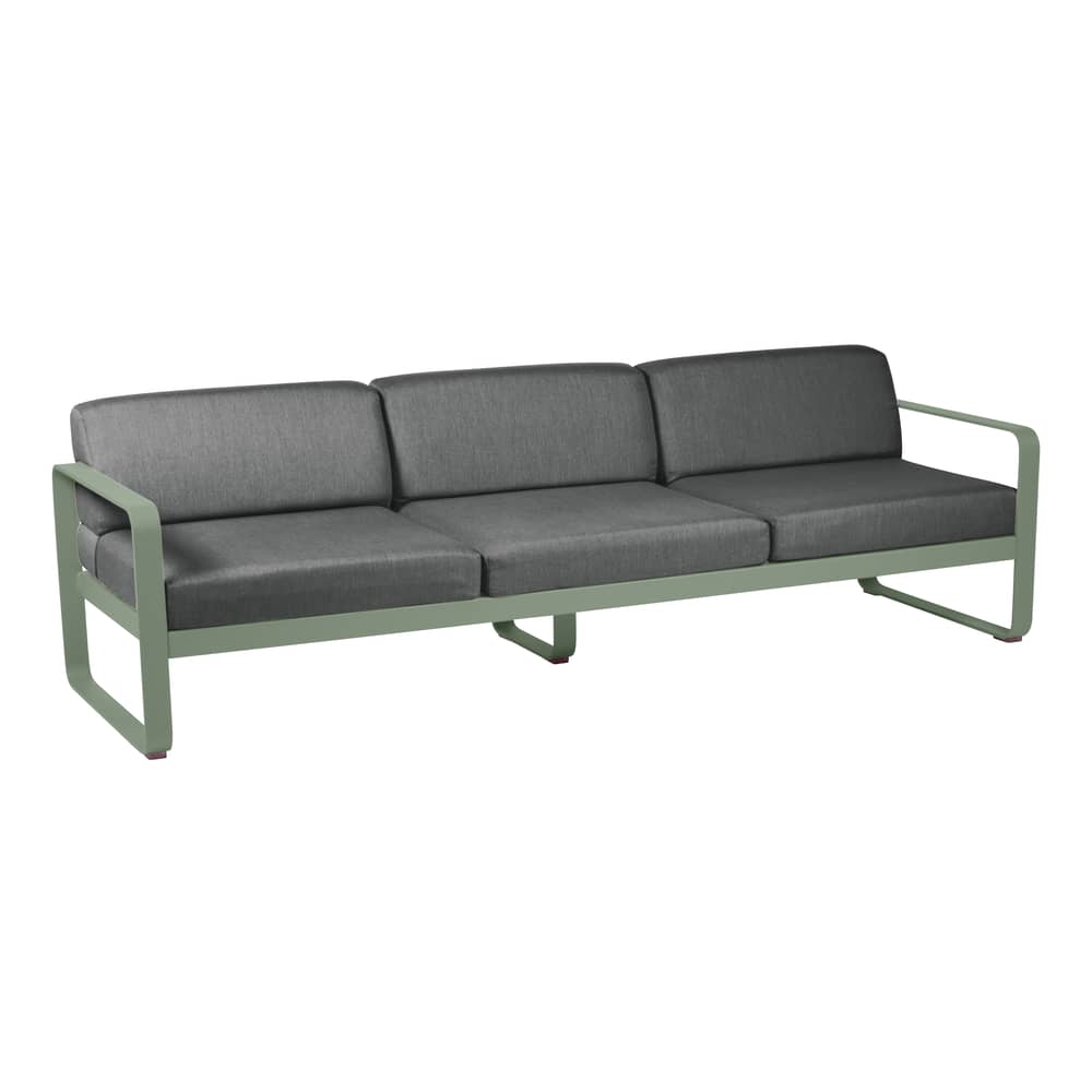 Canapé de jardin 3 places Bellevie métal tissu gris / L 235 cm - Tissu graphite - Fermob - Cactus / Tissu gris graphite - Aluminium laqué, Mousse, Tissu acrylique